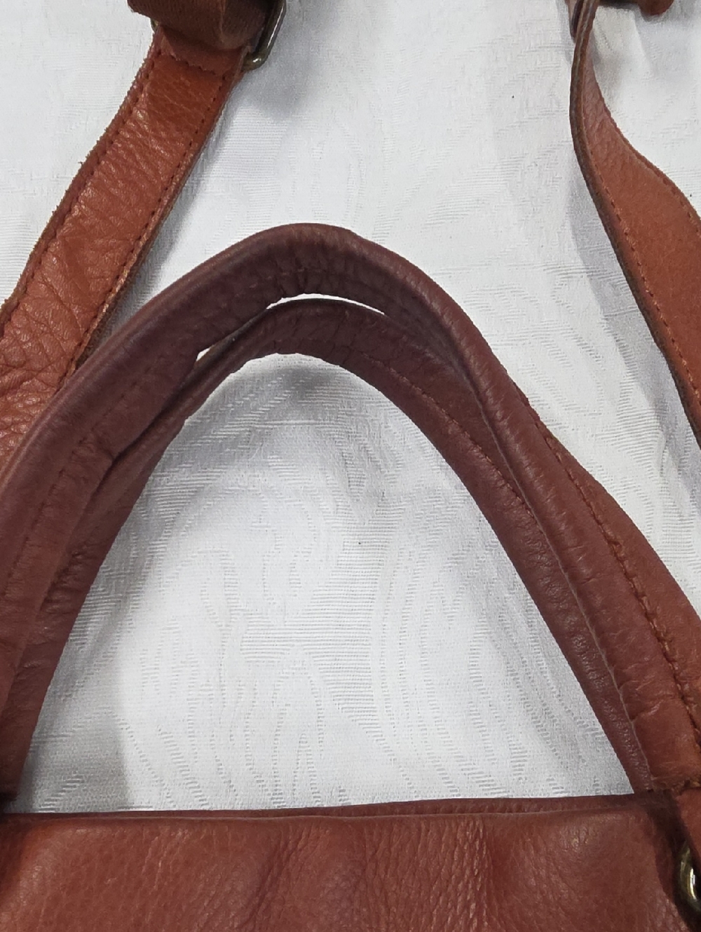 American Leather Co. Convertible Leather Satchel Crossbody Bag Cognac Brown - Picture 6 of 12